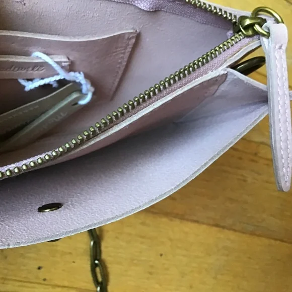 NWT Madewell The Transport Accordion Crossbody Leather Chain Bag pink - Picture 4 of 4